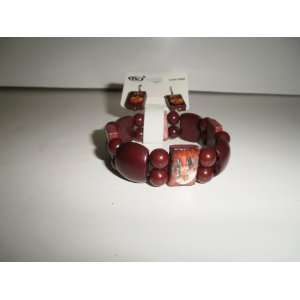  Saints Bracelet and Earrings Chocolate Color Beads 