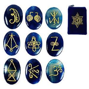  KARUNA REIKI STONES ~ Blue Onyx ~ Set of 9 Stones w 