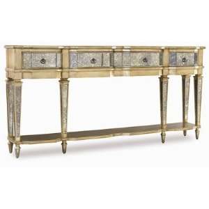 Sanctuary Four Drawer Thin Console in Antique Mirror 