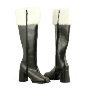   Mrs. Claus Black with Faux Fur Knee High Christmas Boots   Size 13