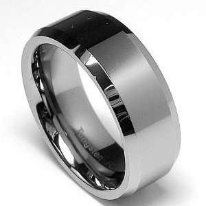 High Polish Beveled Edge Tungsten Carbide Ring Size 10.5 