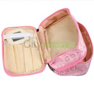 Makeup Cosmetic Container Hand Case Double Layer Bag Pack W/ Mirror 
