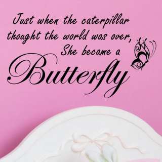   the Caterpillar/Butterfly Wall Decal Vinyl Wall Word Quote  
