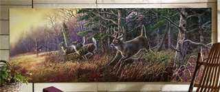 Leaping Deer Nature Scene 3 panel Wall Mural  