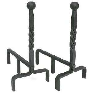  Set of Two Ball and Twist Wrought Iron Andirons
