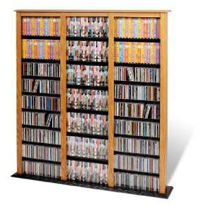   Barrister CD DVD Media Storage Tower in Oak and Black Electronics