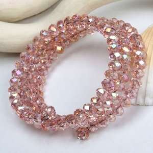  Pink Crystal Glass Faceted Adjustable Bracelet Bangle 