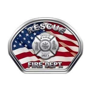   Helmet Front Face Rescue American Flag Decal Reflective Automotive