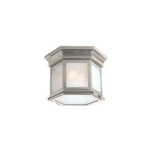 Chart House Small Club Hexagonal Flush Mount in Antique Nickel with 