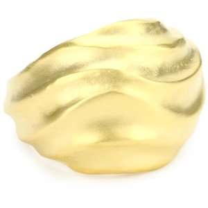 Kenneth Jay Lane Satin Gold Wavy Dome Adjustable Ring