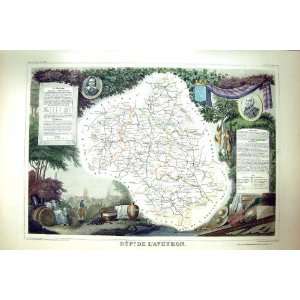  French Antique Map C1845 De LAveyron Rodez France Milhau 