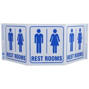 Zing Eco Safety Tri View Sign, Restrooms, 20 Width x 7 1/2 Length 