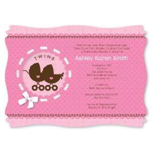 Twin Girl Baby Carriages   Personalized Baby Shower Invitations With 