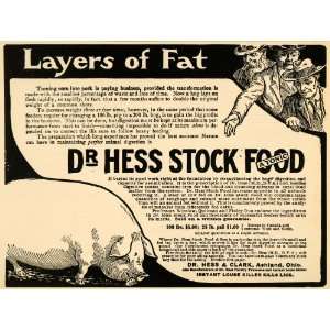  1907 Ad Dr. Hess & Clark Live Stock Feed Farming Pork 