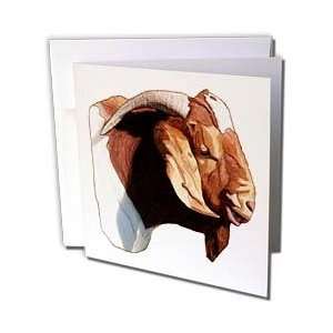  Farm Animals   Boer Doe Goat Head   Greeting Cards 6 
