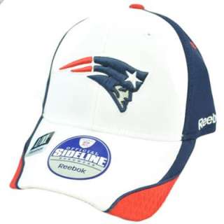   England Patriots Large XL Flex Fit White Blue Reebok Sidleline Hat Cap