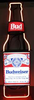 Vintage 80s Budweiser Bottle Original Neon Sign  