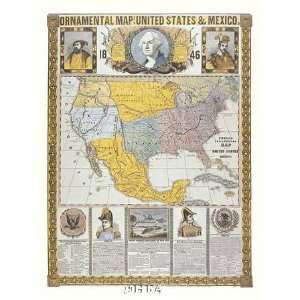  Ornamental Map of the United States and Mexico by Humphrey 