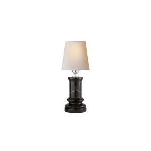 Thomas OBrien Darin Column Table Lamp in Black Marble with Natural 