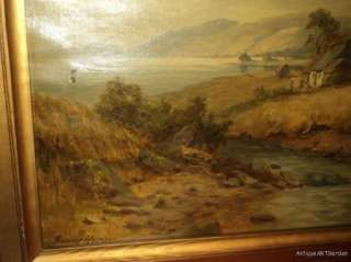 ANTIQUE Oil Scottish Seaside Loch Gair Landscape LISTED artist James 