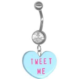  Tweet Me Valentine Candy Heart Clear Belly Ring 14g 3/8 