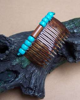 Retro vintage hair combs, 4 turquoise hair combs barrettes  