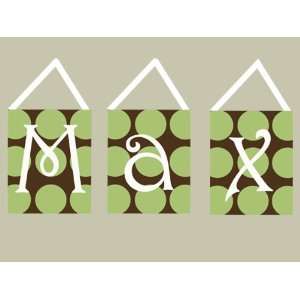  GREEN POLKA DOTS ON CHOCOLATE CANVAS WALL LETTERS Baby