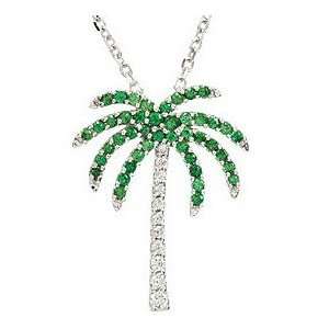 Tsavorite Garnet and .08 ct tw Diamond Palm Tree Necklace set in 14 kt 
