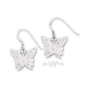  Sterling Silver Satin DC 15x17mm Butterfly Earrings 