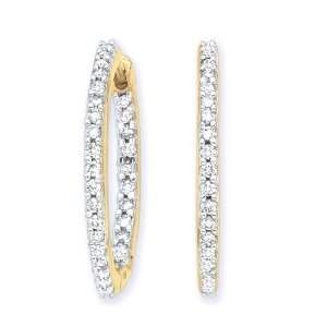   Gold 3/4 ct. Diamond In and Out Hoop Earrings Katarina Jewelry