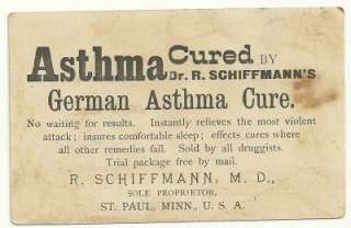   Trade Card Schiffmanns German Asthma Cure St. Paul, Minnesota  