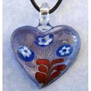  Murano Art Glass Pendant Lampwork Necklace Heart Y17 