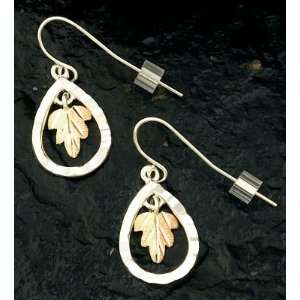   Black Hills Gold Teardrop Silver Shepherd Hook Earrings Jewelry