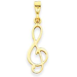 Treble Clef Charm in 14k Yellow Gold: Jewelry