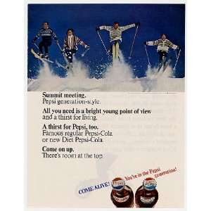  1966 Pepsi Cola Pepsi Skiers Skiing Print Ad