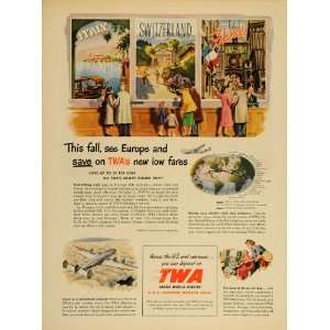  1949 Ad Trans World Airlines TWA Travel Posters Europe 