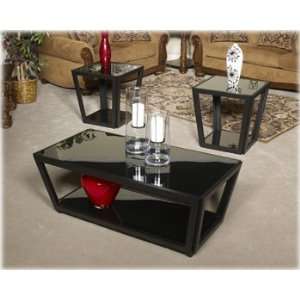  Metro Modern Metal/Black Glass Heidal End Table