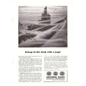 1944 WWII Ad US Navy Submarine Asleep in the Deep with a Jeep Original 