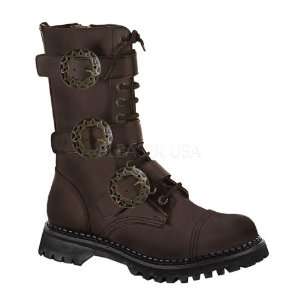  DEMONIA STEAM 12 Brown Leather Boots 