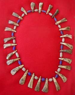 Vintage Buffalo Tooth Hudson Bay Trade Beads Necklace  