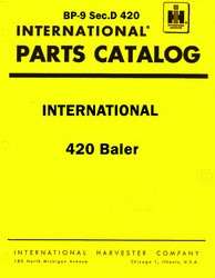 International 420 Twine and Wire Baler Balers Parts Catalog Manual 