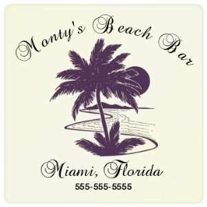  Monty Beach Bar Business Custom Square Soaker Coaster 
