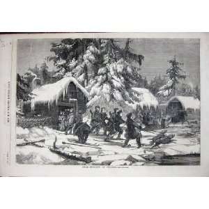 Bear Hunting Sweden Men Skis House Snow Dogs 1856