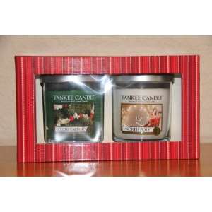 Yankee Candle Gift Set: North Pole and Holiday Garland 7oz Candles 