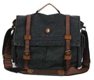 NWT Vintage Unisex Casual Washed Canvas Leather Messenger Shoulder Bag 