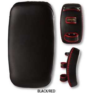  Gungfu Leather Curved Thai Pad/Shields   Color: Black/Red 