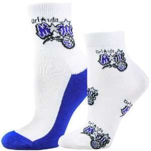   Magic Ladies White Two Pack Quarter & Footie Logo Socks: Sports