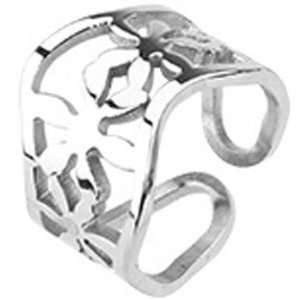   Size 8  Spikes Womens Stainless Steel Wavy Flower Cast Ring: Jewelry