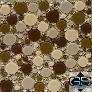 Circle Glass Mosaic Tile   Mauve Blend Sample 6x6  