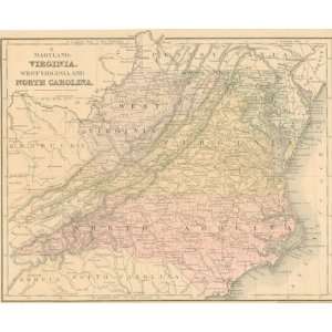  Mitchell 1886 Antique Map of Virginia and North Carolina 
